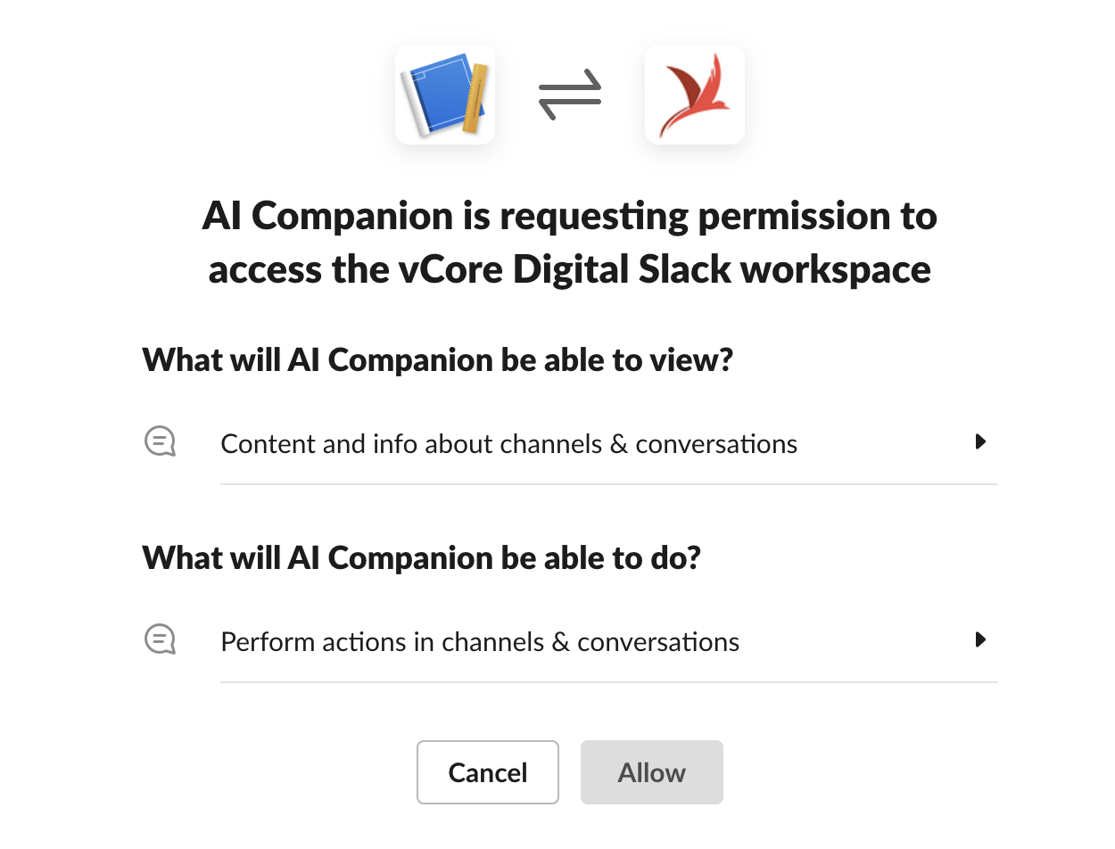 Slack confirm publish to workspace